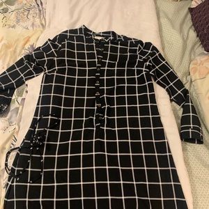 Black and white striped dress